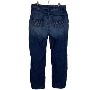 NYDJ Straight Leg Stretchy Lift Tuck Technology Mom Jeans Glitter Butt Pockets
